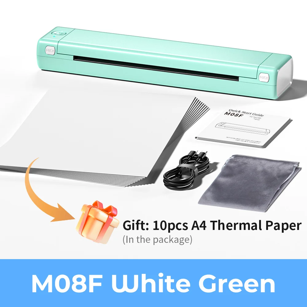 Phomemo M08F A4 draagbare Blutooth thermische printer ondersteunt A4-papier compatibel met Android & iOS telefoon en laptop voor kantoor