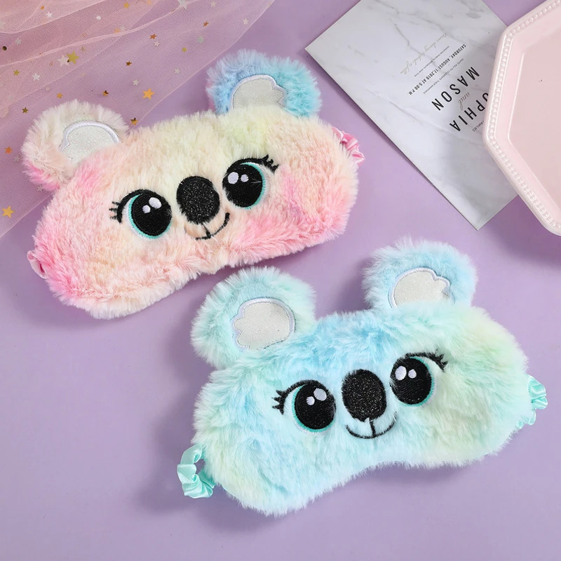 Cute Koala Kids Sleep Mask Cartoon 3D Eye Blindfolds Plush Anime Eye Mask Sleeping Travel Eye Band Shade Rest Eyepatch