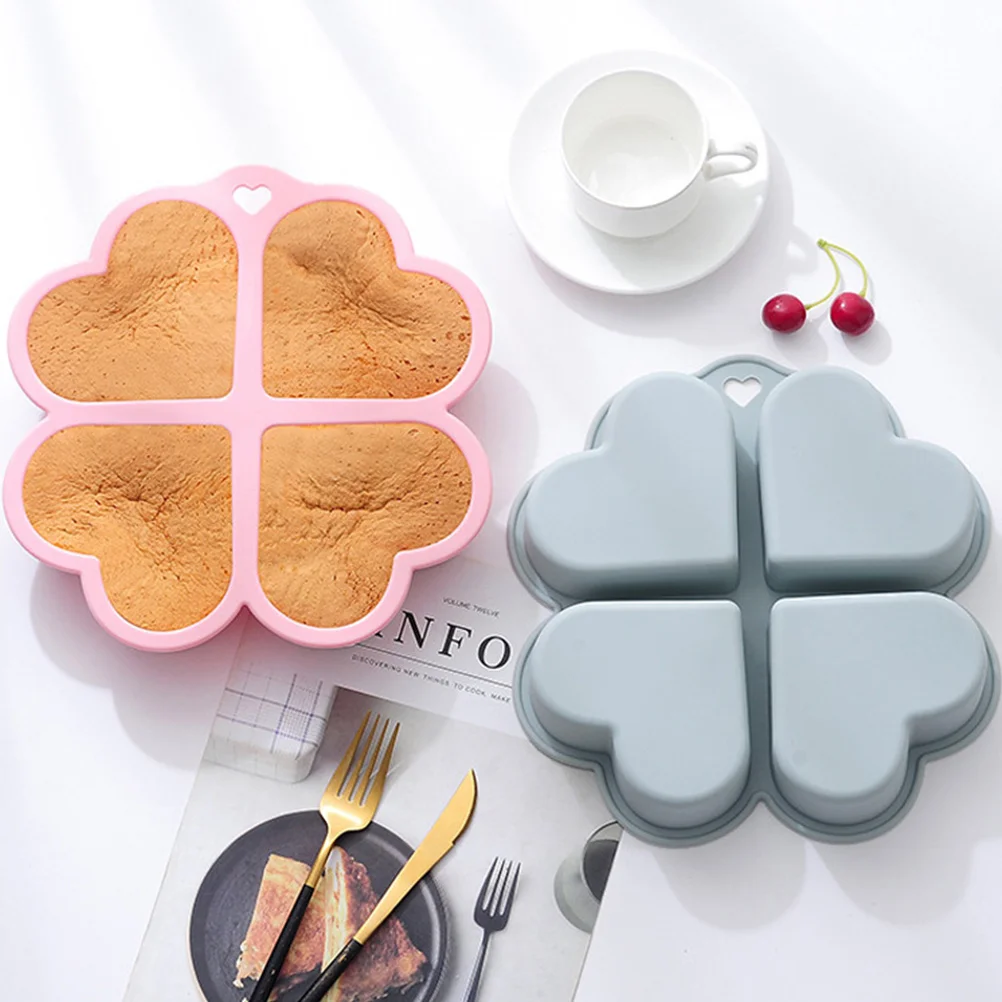 

4 Cavity Heart Shape Silicone Mold Baking Tool For Cake Mousse Pudding Jelly Soap Non-Stick Food Grade Flexible Baking Gadget