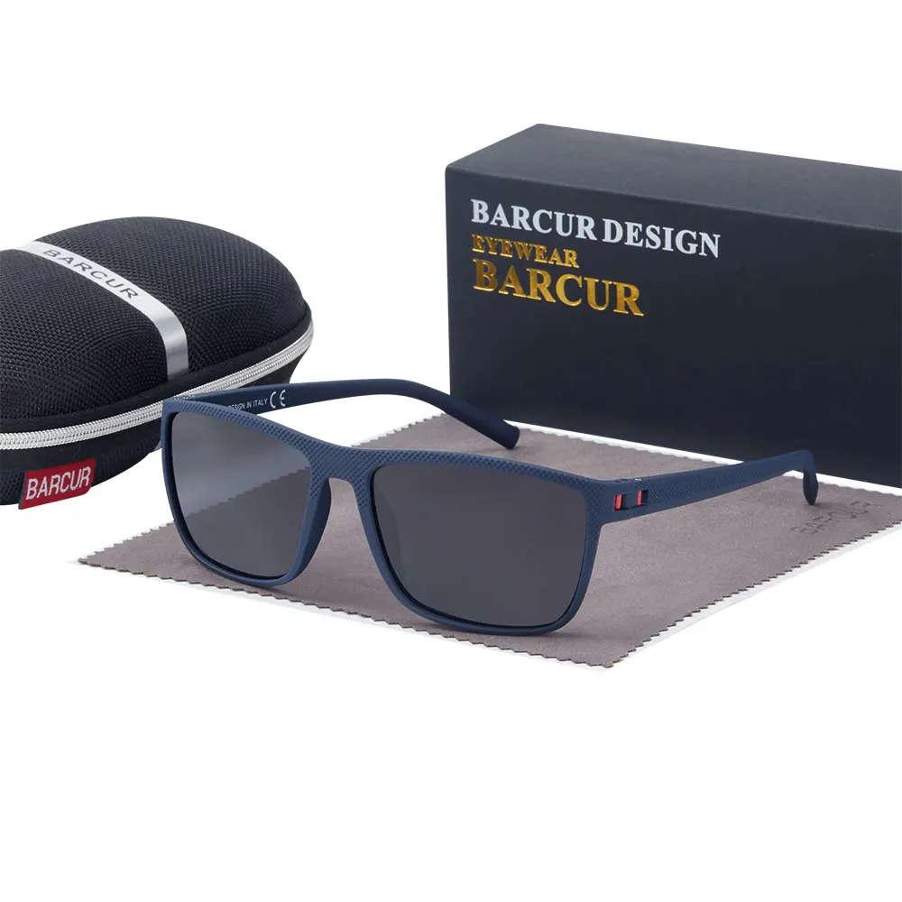 BARCUR Leichte und bequeme Herren-Sonnenbrille im lässigen Stil, modische Dekoration, quadratischer Rahmen, Straßenfotografie – Detail 8