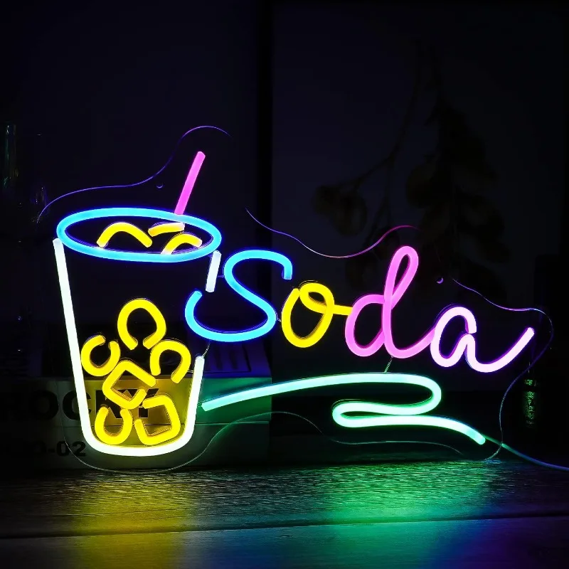 

Soda Neon LED Dimmable Cocktail Neon for Wall Decoration Bar Commercial Sign Kitchen Wall Art Deco Men Cave Club Birthday Party