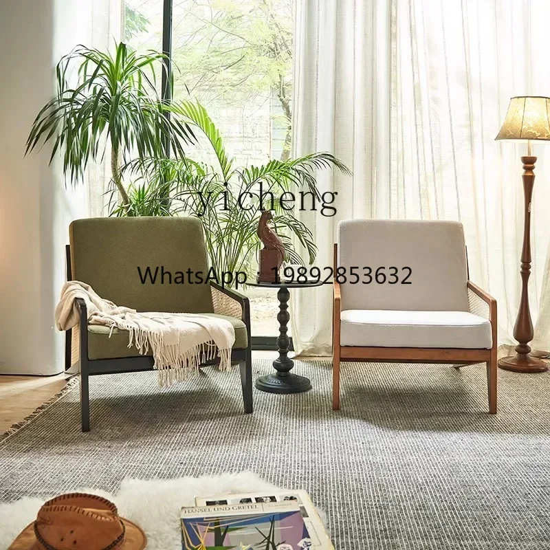 ZZ Retro Leisure Chair High Sense Rattan Chair Hotel Living Room Single Kangaroo Couch