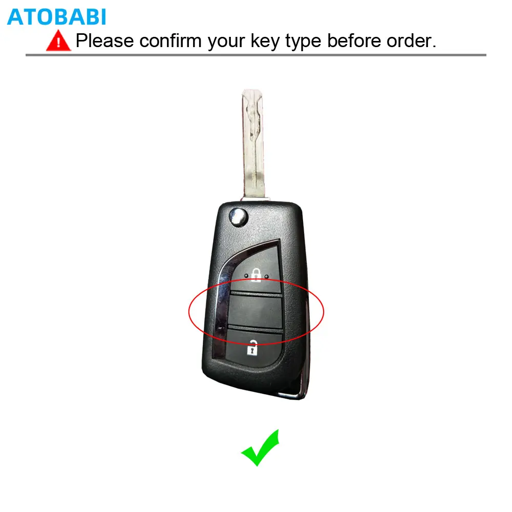 2 Buttons Leather Car Key Cover For Toyota Aygo Auris Yaris Hilux 2018 Folding Remote Fobs Shell Protector Case Auto Accessories