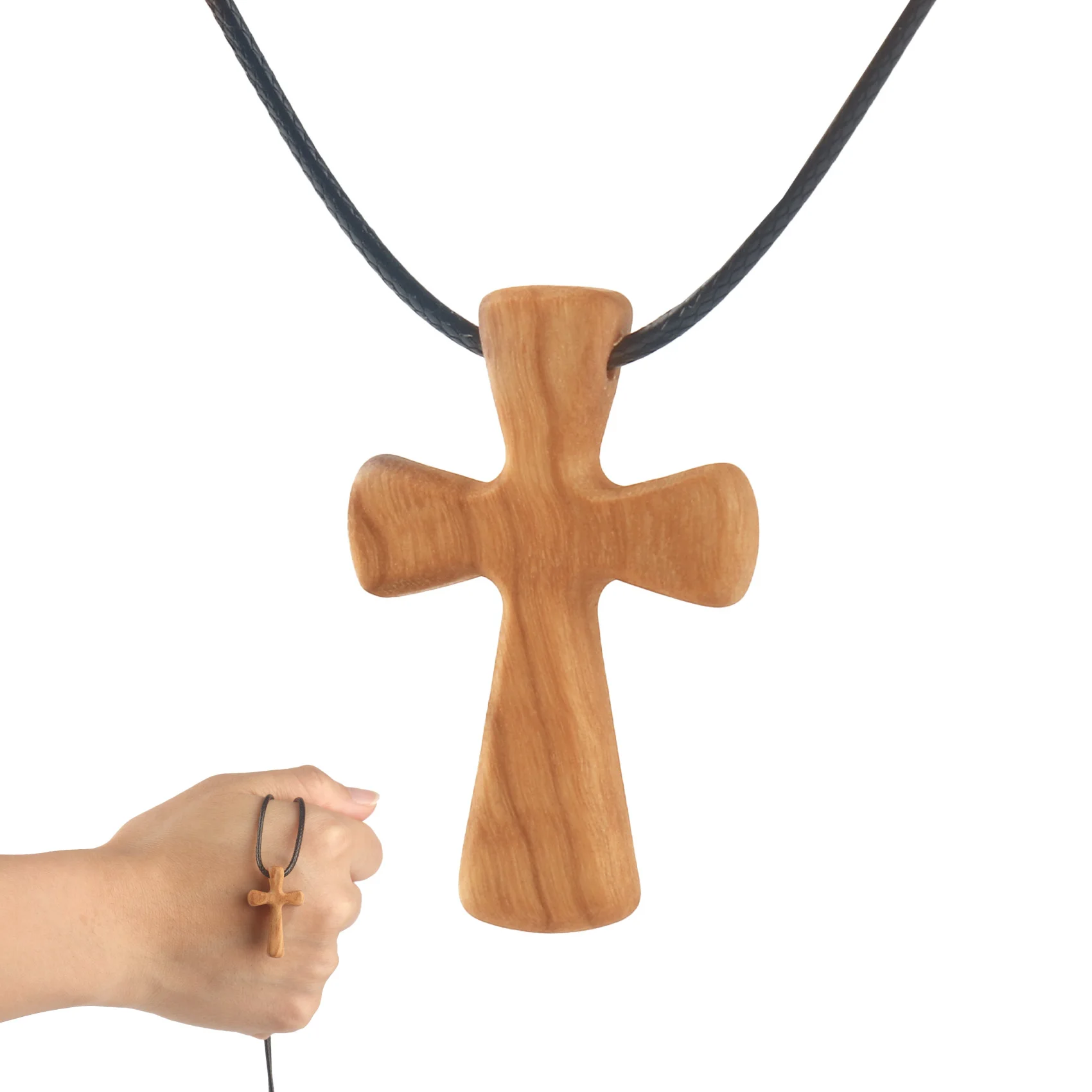

Yoyai 2pcs Vintage Handmade Olive Wood Cross Necklace Men Religious Pendant Christian Catholic Jewelry Gift for Boys Girls man
