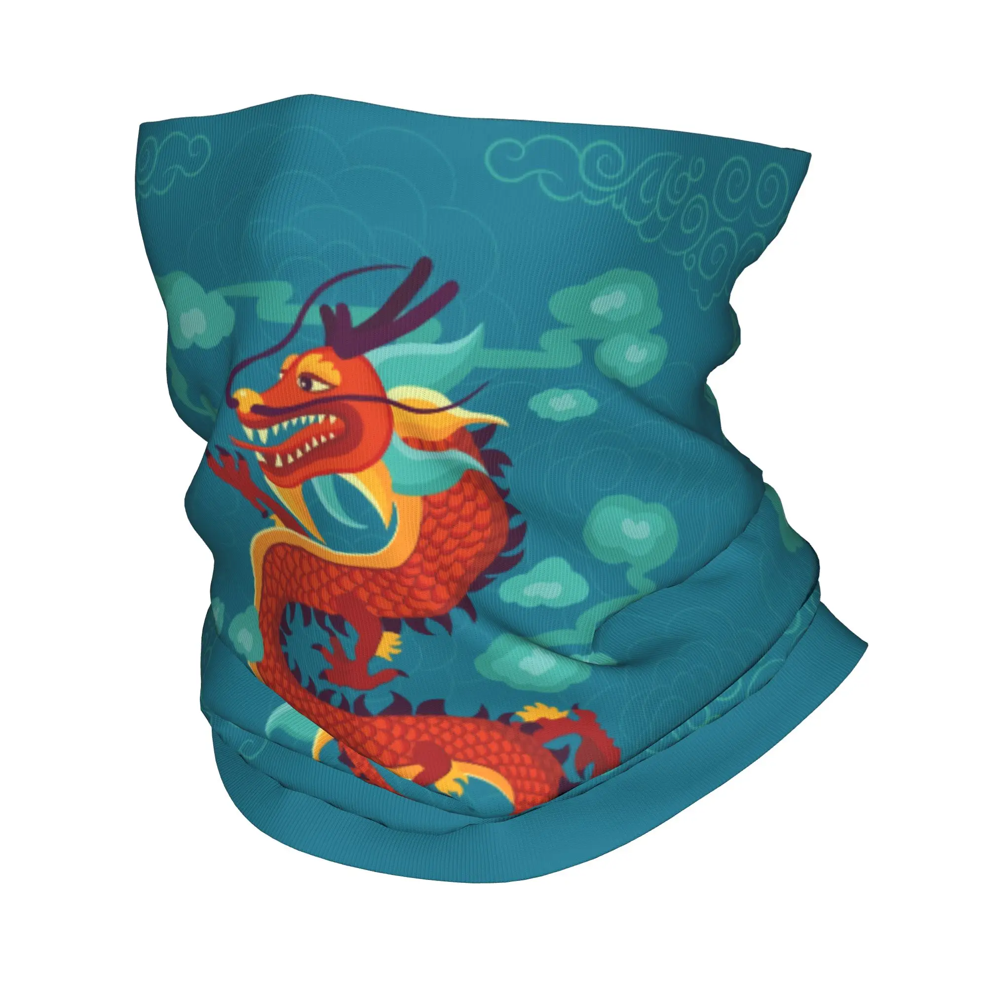 Custom Tradition Asian Dragon Mythology Bandana NeckWindproof Face Scarf Cover Women Men Chinese Legendary Creature Headwear、