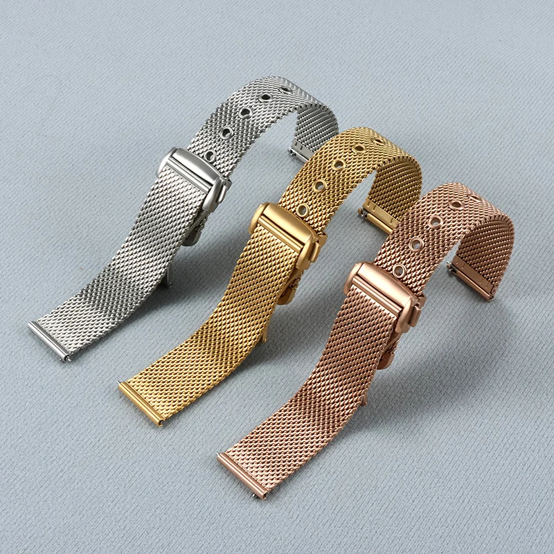 

20mm 22mm For Omega 007 Seamaster300 Milan Steel Mesh Anti-Allergy Watchband for IWC Breitling Replace Universal Watch Strap