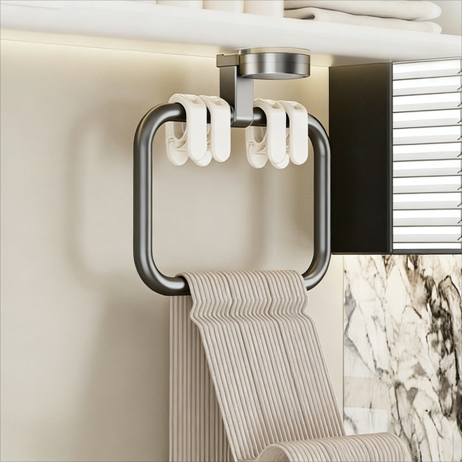 

Настенный прочный органайзер для ванной комнаты с присоской, водонепроницаемая вращающаяся вешалка для полотенец, кольцо для полотенец для рук
