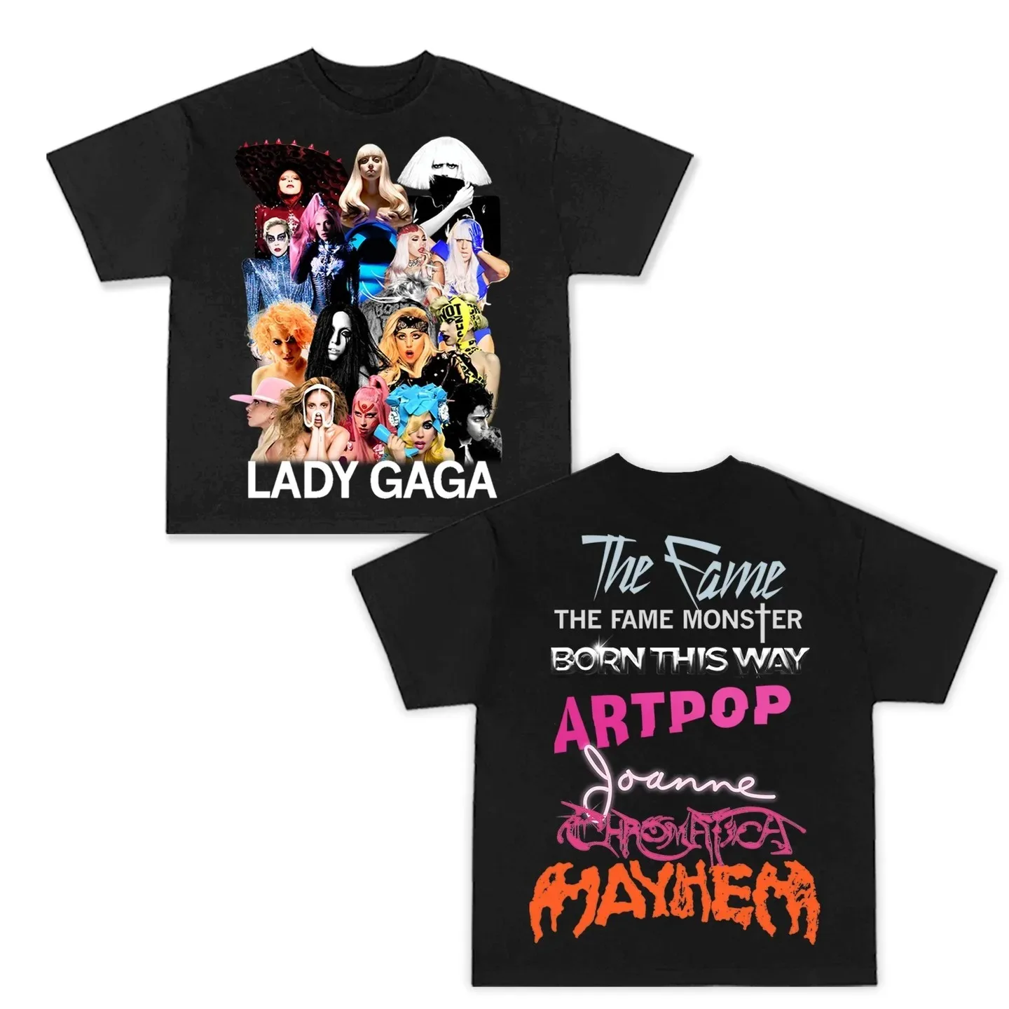 Lady Gaga Mayhem New Album Tee Shirt Homme New in Top Tees Men Clothing Short Sleeve Round Neck Printing Pullover T-Shirt