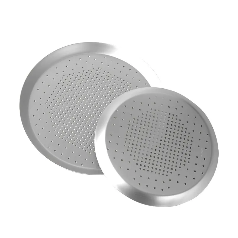 Multi-size 2 pieces Round Perforated Pizza Pan Baking Sheet Food Grade Pizza Crisper Pan Heavy Duty Aluminum Pizza Tray for Oven