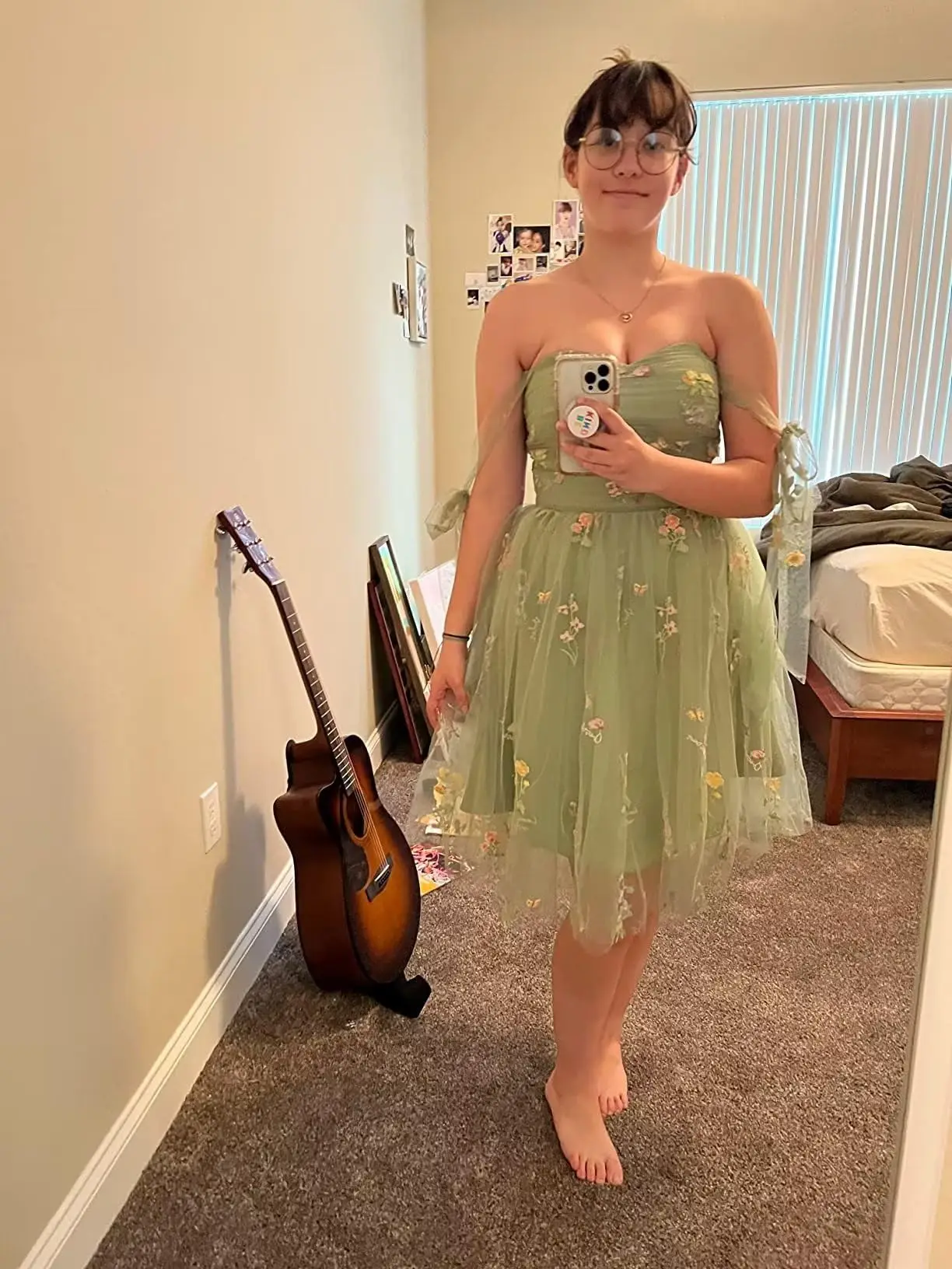 Tule curto vestidos de baile flor bordado vestido de baile manga inchada a linha formal vestidos de festa à noite