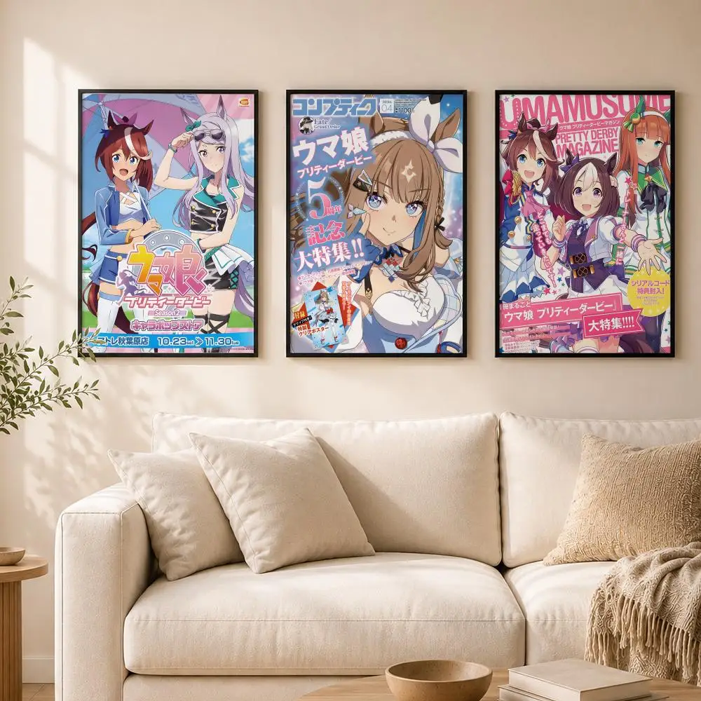 Game U-Umamusume P-Pretty D-Derby Poster Self-Adhesive Waterproof Wall, Decorative Home Art & Holiday Gift