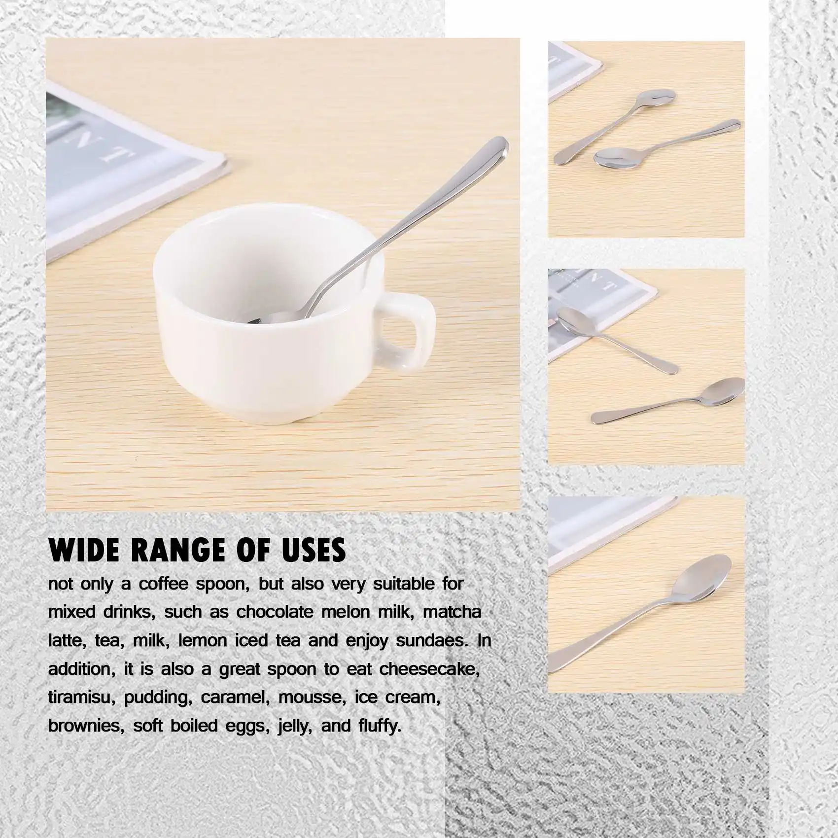 Aço inoxidável Mini Colher De Café, Espresso Sobremesa Colher, 4.7 ", 6 Pcs
