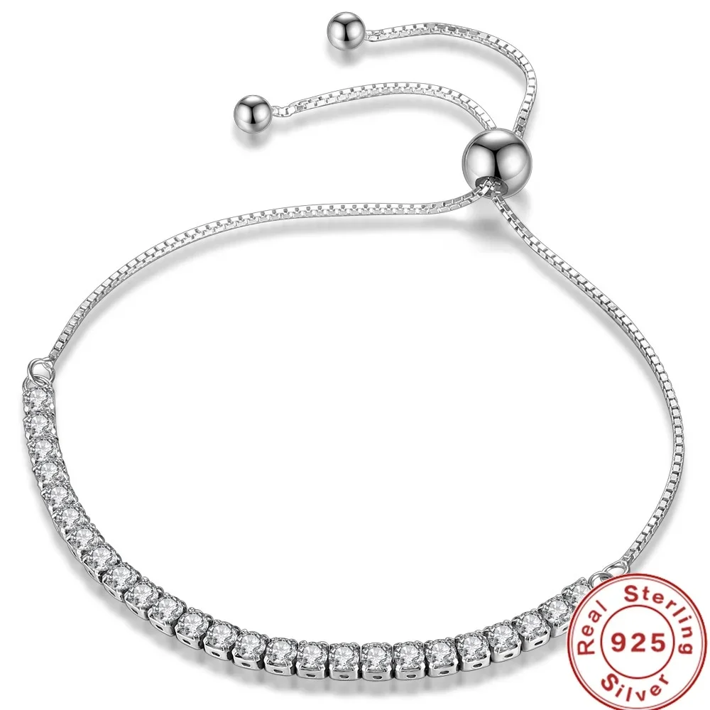925 Sterling Zilveren Vera Elegante Zirkoon Tennis Zirkoon Kristallen Armband Voor Vrouwen Mode Prachtige Verloving Bruiloft Glamour Geschenken