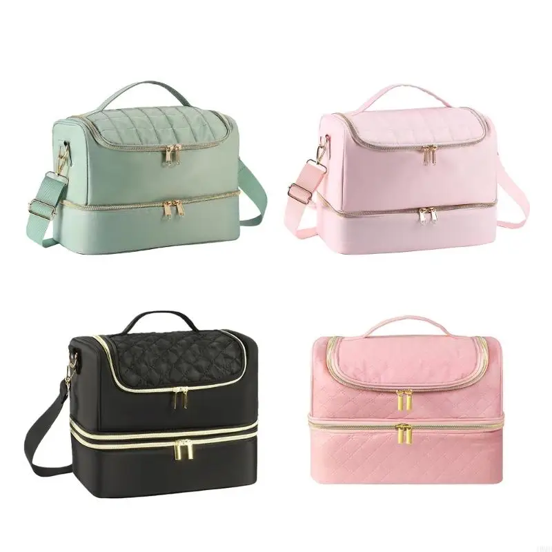 

Съемная сумка-органайзер для макияжа, большая вместимость, двойные отделения, прочный полиэстеровый чехол для хранения лаков для