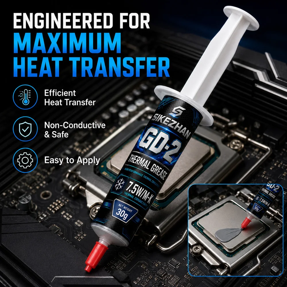 SIKEZHAN GD-2 Thermal Paste 7g Silicone Grease High Conductivity Cooling Compound for CPU GPU LED Heatsink Processor Chip Cooler
