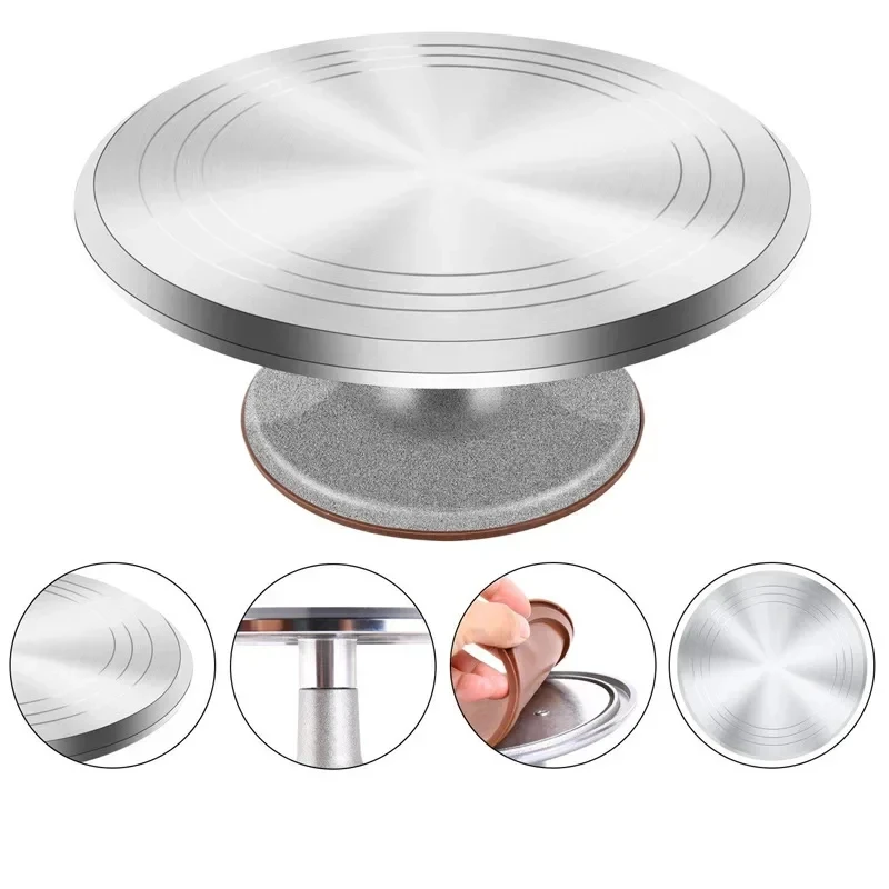 12 INCH Baking Tools Aluminum Alloy Birthday Cake Turntable Plastic Ceramic Turntable Glass Turntable Flower Mounting Table