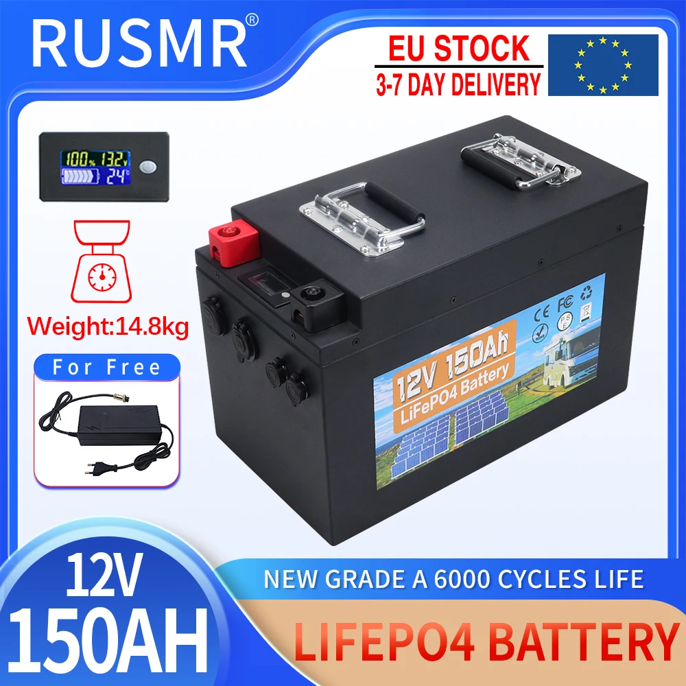 12V 150AH LiFePO4 Battery Pack Built-in BMS Lithium Iron Phosphate Cells For Replacing Most of Backup Power Home Energy Storage