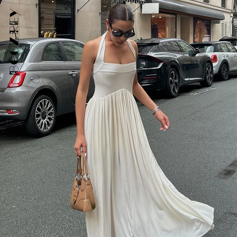 BoozRey 2024 Summer Fashion Patchwork Long Dress Women Square Collar Sleeveless Splicing Maxi Robes Lady Party Evening Dresses