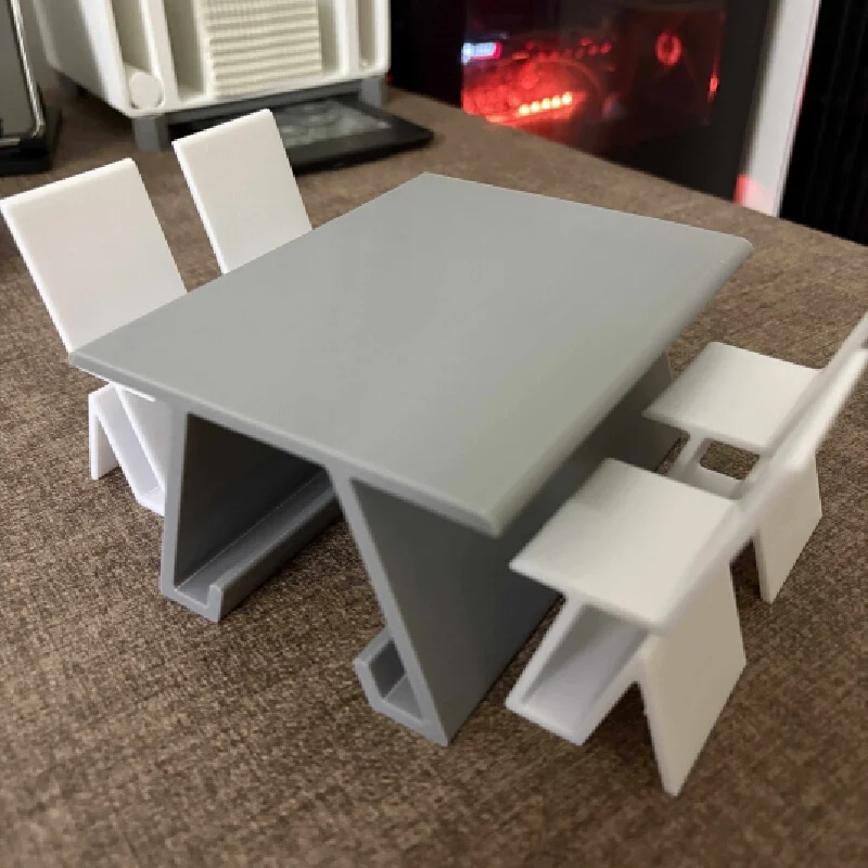 1:12 Scale 4 Person Conference Table Chair Set For Figma Kotobukiya Megami Device Mecha Girl Action Figure Diorama Scene