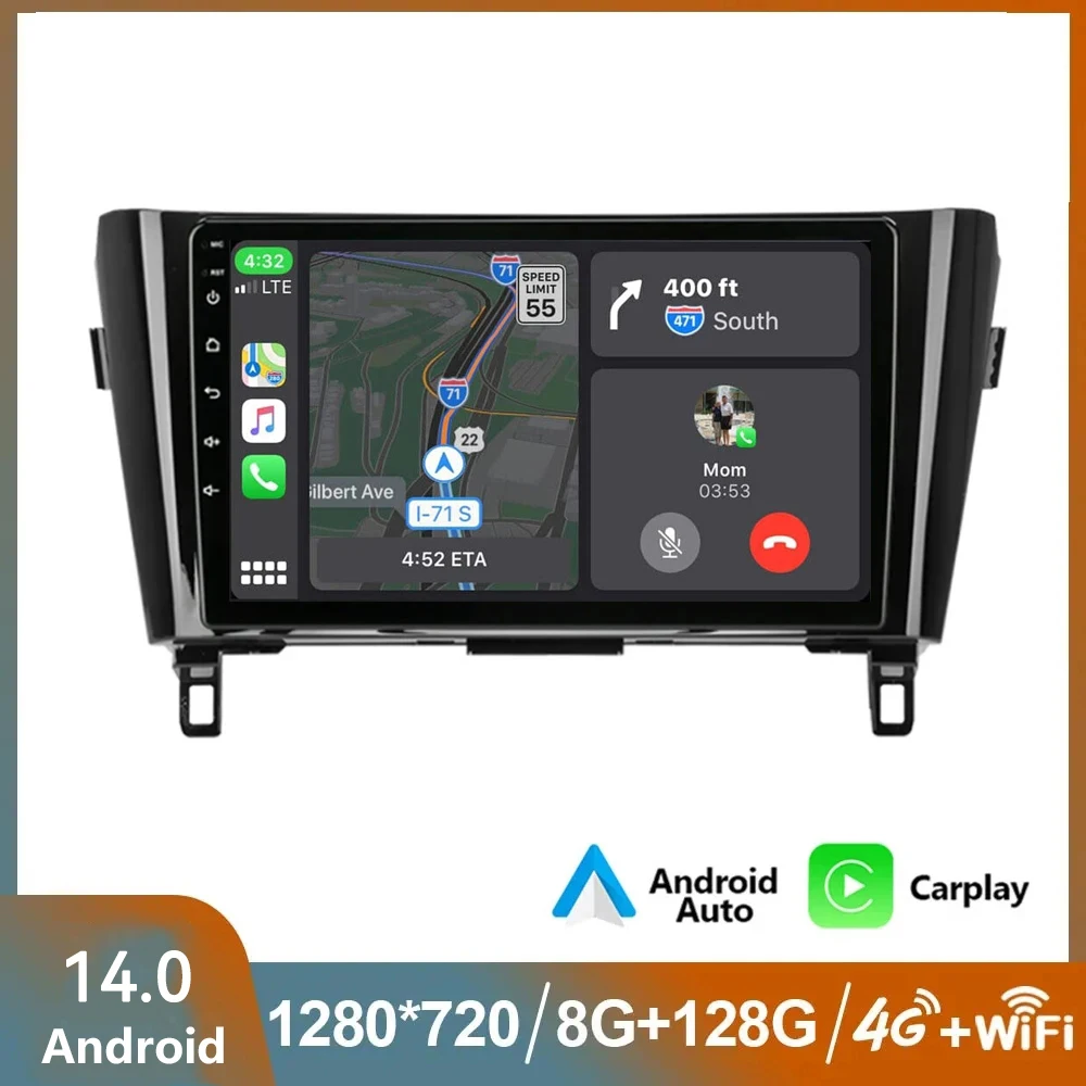 

For Nissan Qashqai J11 X-Trail 3 T32 2013 2014 2015 2016 2017 android 14 2Din Car Radio Multimedia Player GPS DSP Mirror link