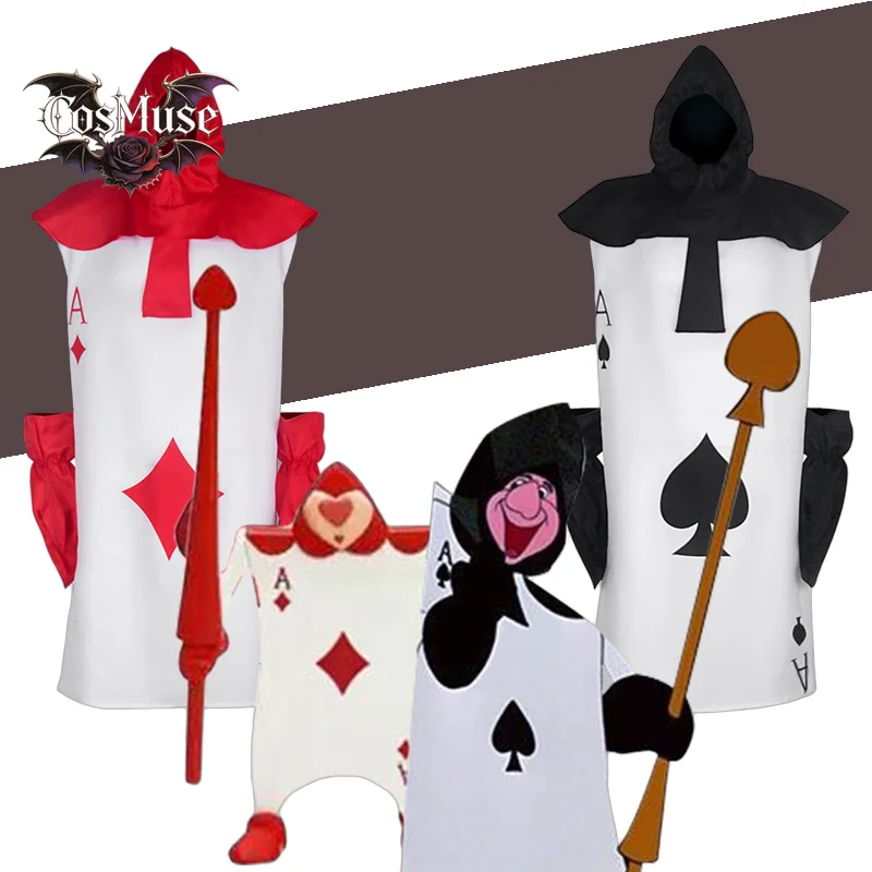 

Alice Story Card Soldier Cosplay Costume Playing Card Outfit for Adults Red and Black Halloween Party