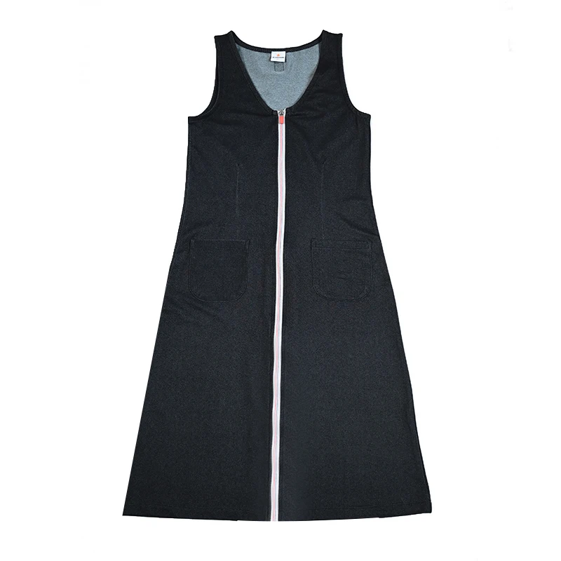 AA SS25 - Lady Women Sleeveless Dress Denim Zippered Jumper with Ribbed Tee in 2 Colors and Long Sleeves Tee Shirt Sizes XS-XXL