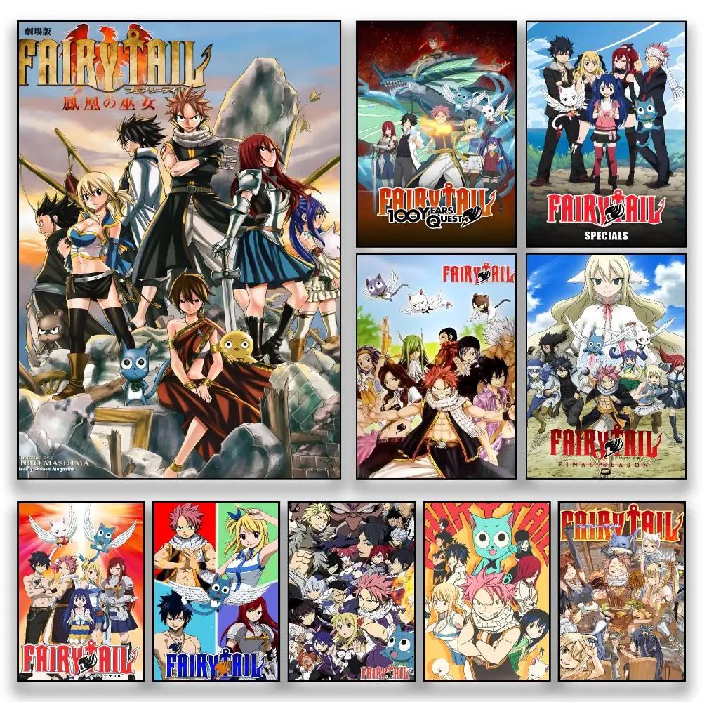 Anime F-Fairy Tail Japanese Manga Fantasy Dark Art Poster HD Wall Decor for Bedroom Living Room Dorm Bar Cafe Gift