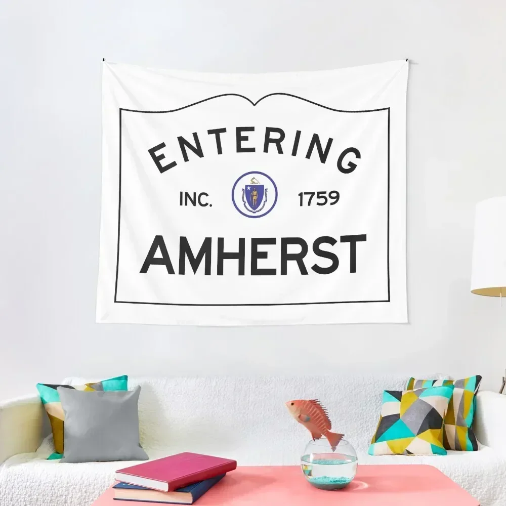 

Entering Amherst Massachusetts - Commonwealth of Massachusetts Road Sign Tapestry Wall Carpet Japanese Room Decor Tapestry