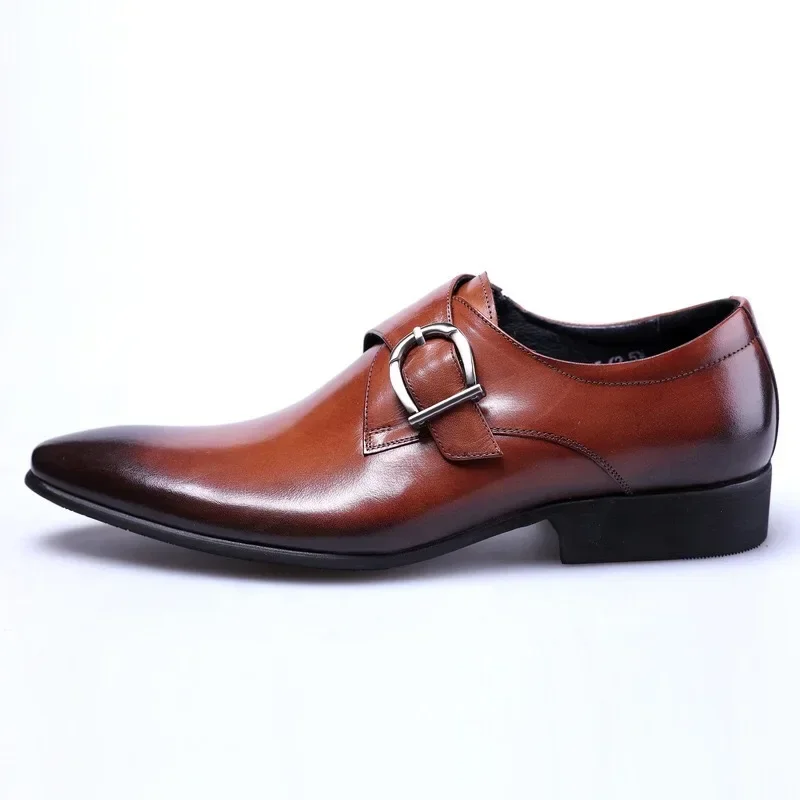 Chaussures d'affaires classiques pour hommes, cuir microcarence, parka carrée, chaussures plates de bureau pour hommes, robe à enfiler, mode pour hommes, fête de mariage, Oxfords