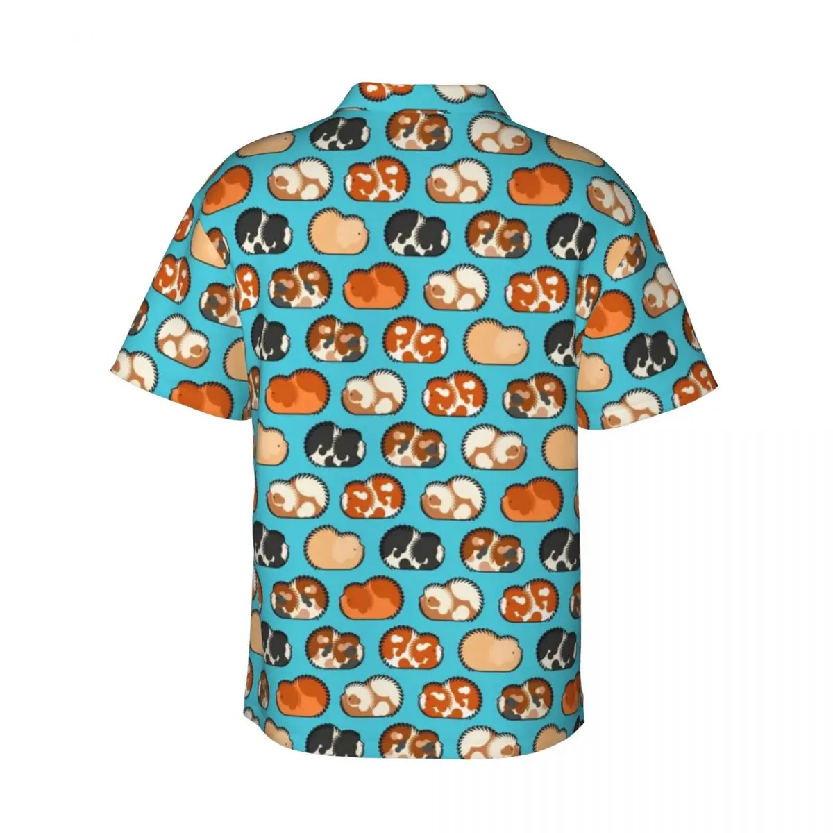 Camisa casual estampada de cobaia masculina, animal fofo, camisas havaianas clássicas, manga curta, gráfico respirável para praia, blusas grandes