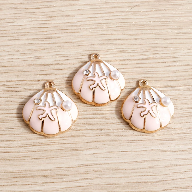 10 Stück 20 x 21 mm süße Emaille Sommer Strand Seestern Muschel Charms Anhänger für Schmuckherstellung Ohrringe Halsketten DIY Bastelbedarf – Detail 4