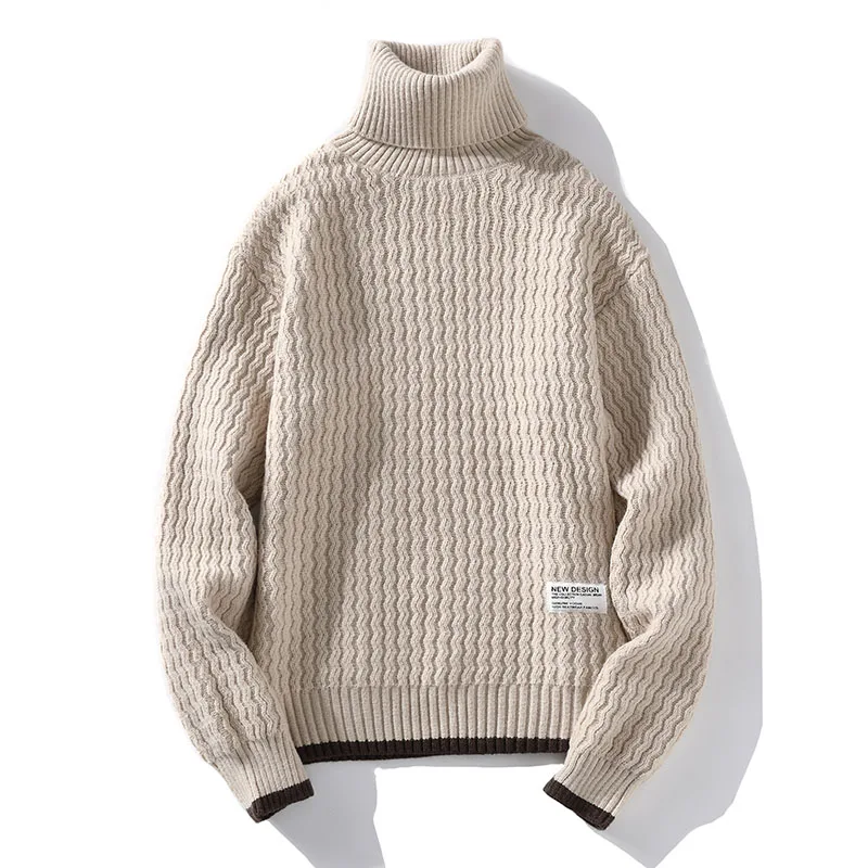 Autum Winter Warm Turtleneck Sweater Men\'s Casual Rollneck Knitted Pullover Keep Warm Men Jumper Knit Woolen Sweater