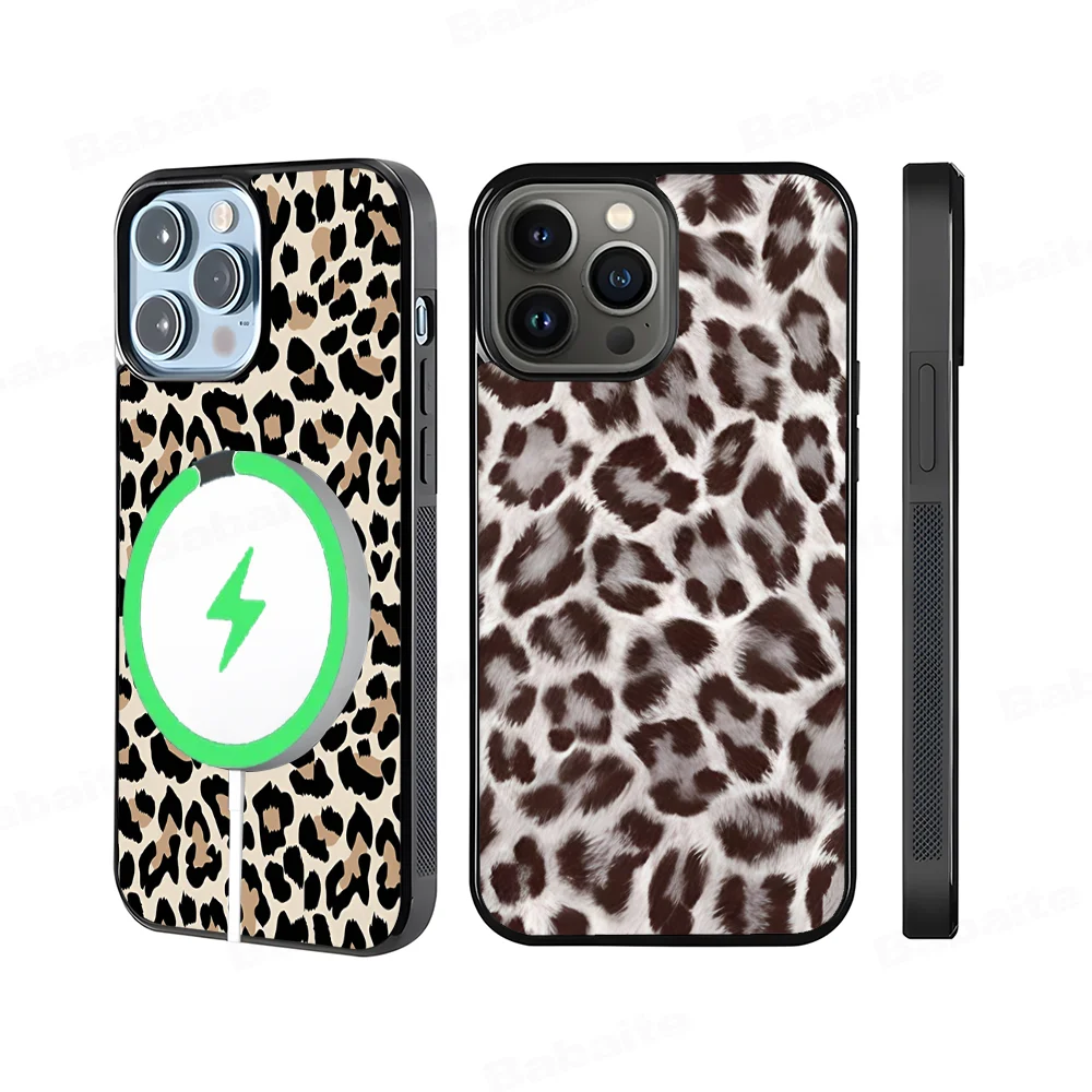 

Fashion Tiger Leopard Print Phone Case Magnetic Case For IPhone 16 14 13 12 11 15 Pro Max Plus For Magsafe Wireless Charge Cover