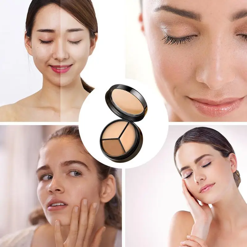 3 Kleuren Contour Concealer Palet Volledige Dekking Acne Spot Donkere Kringen Concealer Crème Make-Up Cosmetica Crème Foundation