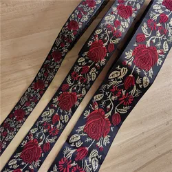 20MM 33MM 50MM 10Yards/Lot Golden Rose Flower Old Fashioned Embroidered Jacquard Ribbon Trim