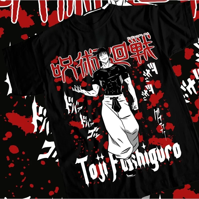 Camiseta de verano Fushiguro Toji para hombre, Jujutsu Kaisen, Manga de terror de Anime, Camiseta de algodón de alta calidad de todas las tallas