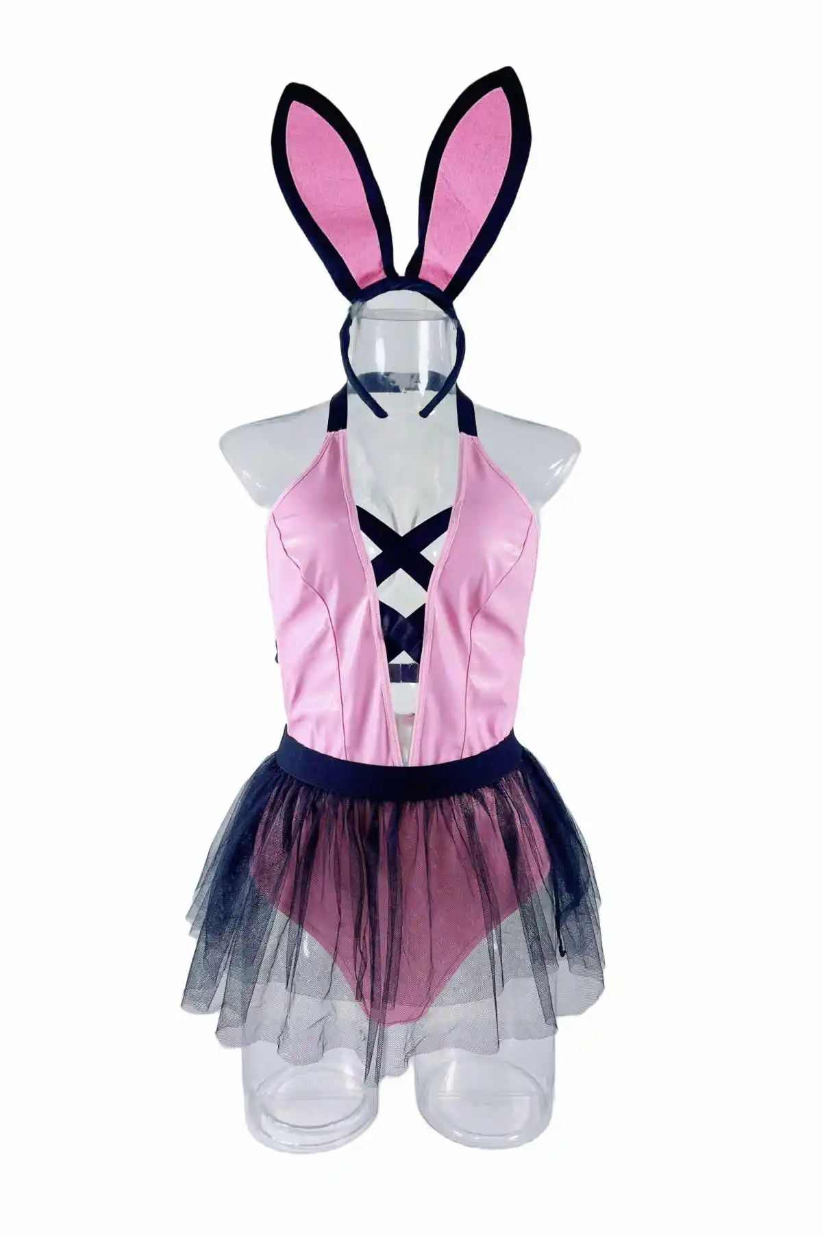 New Fashion Women\'s Sexy Front Strapped Roleplay Bunny Girl Lingerie Dress Lady Night Club Cosplay Bunny Girl Costumes Bodysuit