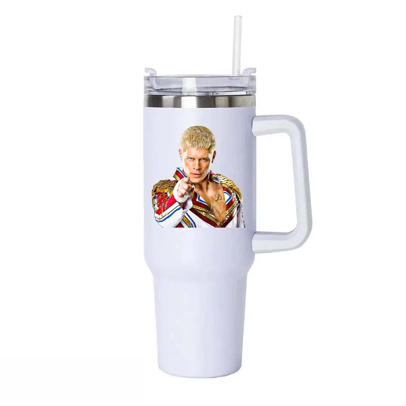 Cody Rhodes 40oz Insulated Tumbler with Handle and Straw Stainless Steel Double Wall Travel Mug Reusable Water Bottle Motorcycle