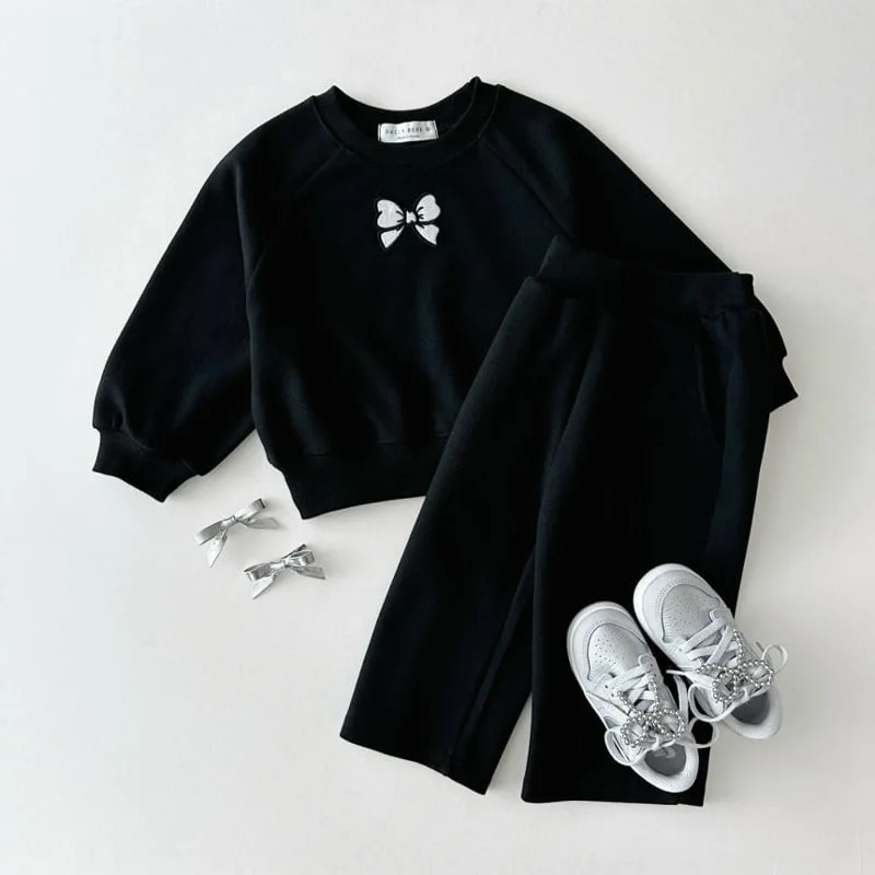 2024 Autumn New Children Long Sleeve Clothes Set Baby Girls Cute Bow Sweatshirt + Pants 2pcs Suit Kids Versatile Casual Outfits