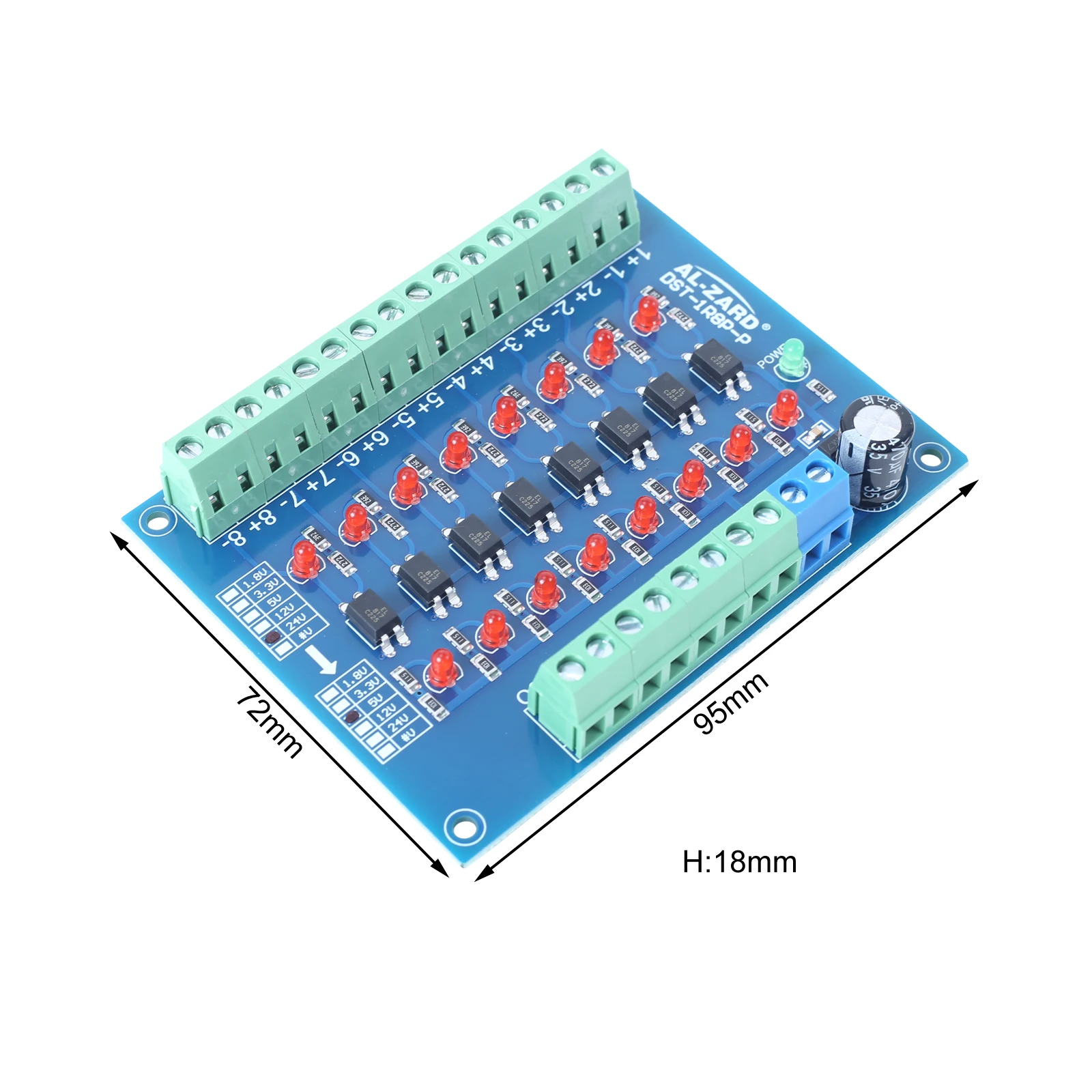 8 Channel Voltage Converter Module Photoelectric Isolation Board 5V 12V 24V to 24V 5V 3.3V PNP Output PLC Signal Module