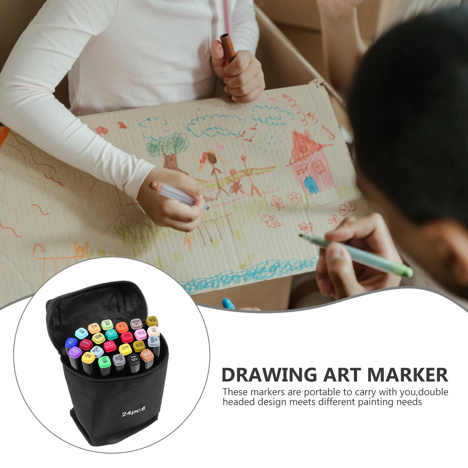 1Set Double-Ended Art Marker Pens for Painting Drawing Sketching Coloring Portable Practical Creative Markers Safe Non-Fading
