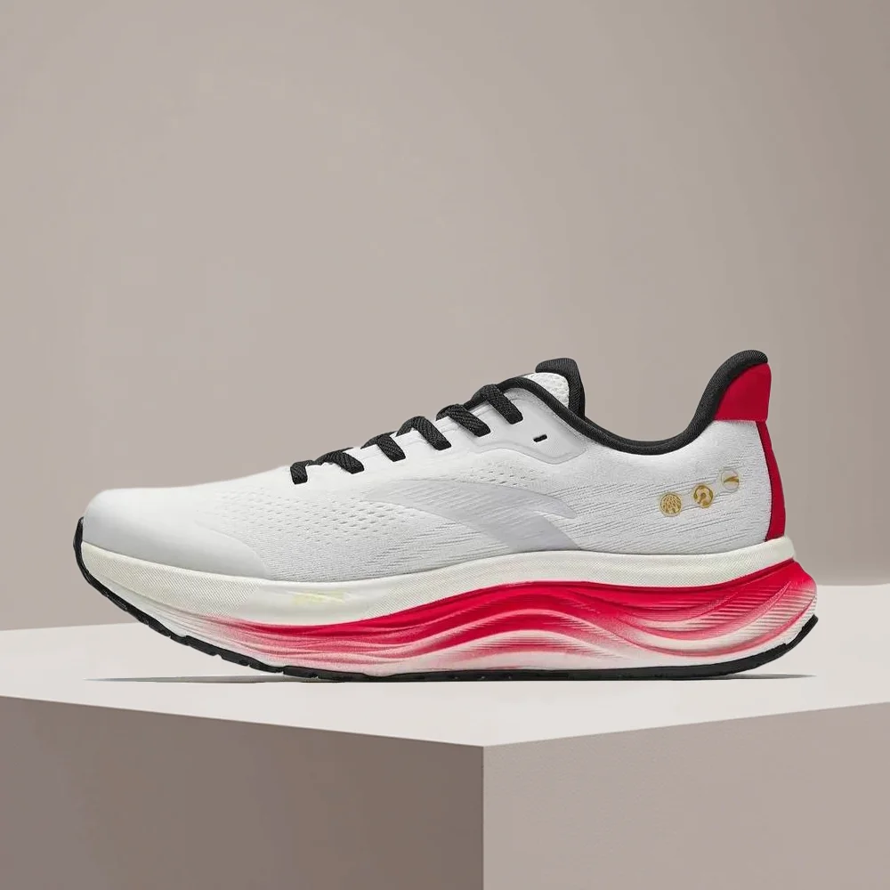 Anta Men's Spring Festival Edition Running Shoes  Durable, Slip-Resistant & Cushioned, White/Red/Gray 112615546-1