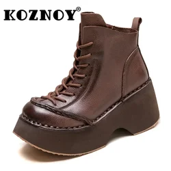 Koznoy 8.5cm mocassini in vera pelle di mucca autunno moto primavera camino moda caviglia stivaletti alti stivali scarpe da donna