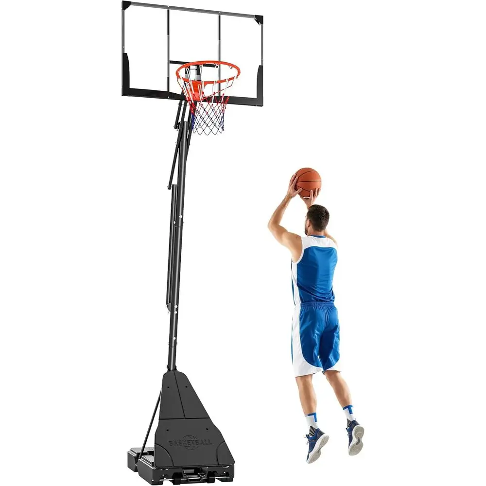 

Portable Outdoor Basketball Hoop with Adjustable Goal, 47 Shatterproof Backboard, Shock-Absorbing Rim, Suitable for Youth & Adul