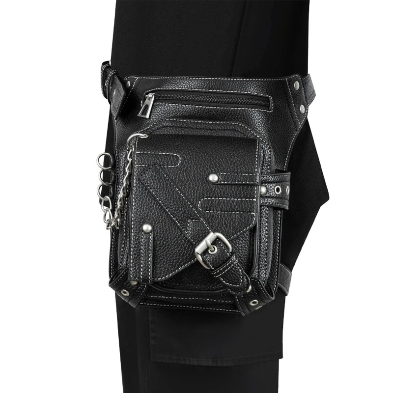 Steampunk Waist Bag Gothic Retro Motorcycle Leather Bags Crossbody Shoulder Packs Thigh Leg Travel Purse for Women Men