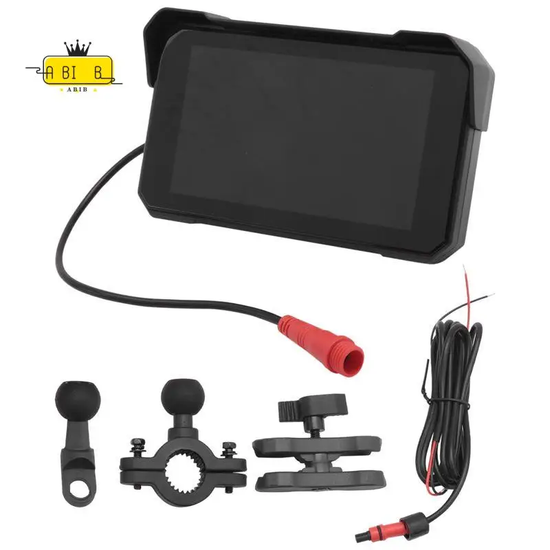 

ABIB-5-дюймовый портативный GPS-навигатор для мотоцикла, беспроводной Carplay, Android Auto, IP68, водонепроницаемый дисплей, Bluetooth