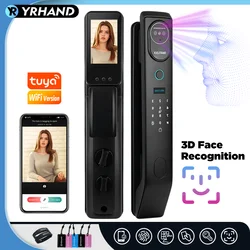 Умный дверной 3d-замок YRHAND V8 Tuya, камера безопасности с Wi-Fi, разблокировкой по лицу, сканером отпечатка пальца, паролем, Биометрическим электронным ключом