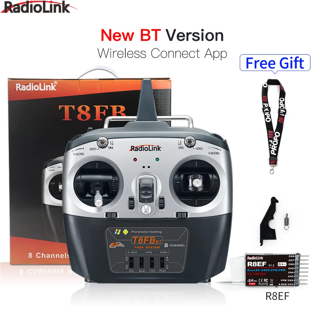 Radiolink T8FB 2.4ghz 8 canali trasmettitore e ricevitore Radio RC R8EF telecomando Dual Stick per Robot per auto barca aereo