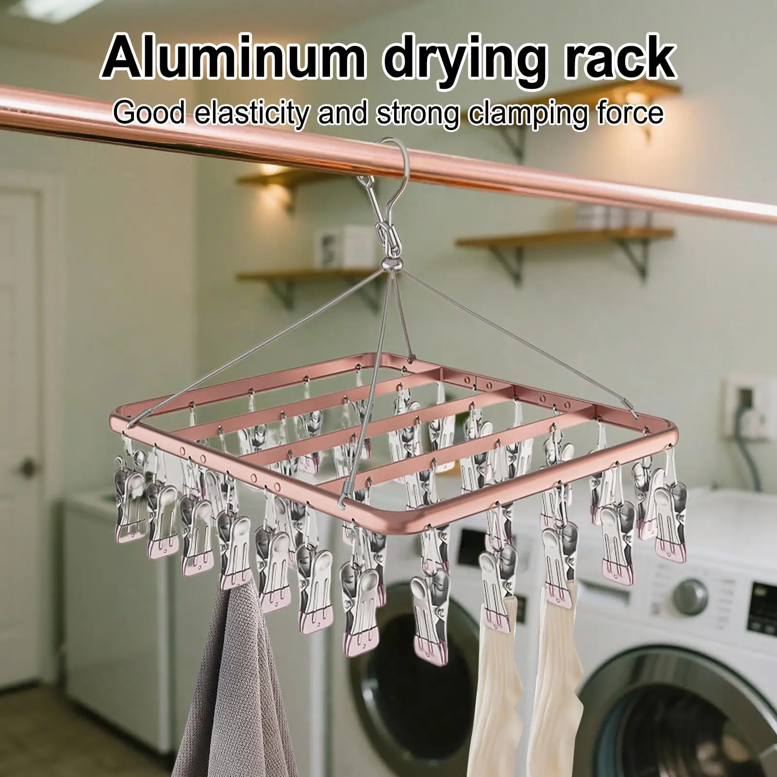 

Clothes Hanger With Clips Hangable Sock Rack Strong Load-Bearing Underwear Dryer Clips For Pants Gloves Hat Towel Scarf