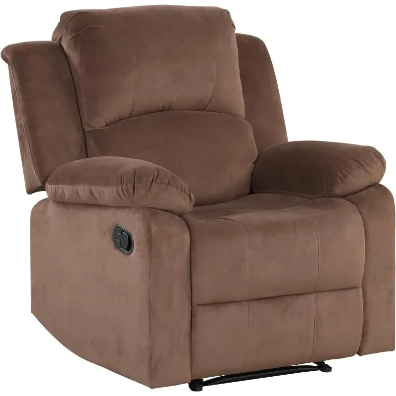 Manual Recliner Chair, Soft Fabric Overstuffed Recliner Single Sofa Recliner for Living Room, Heavy Duty and Safety Reclining